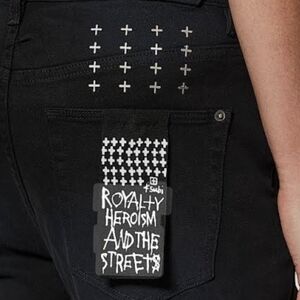 Ksubi Black Jeans with White Cross Graphics